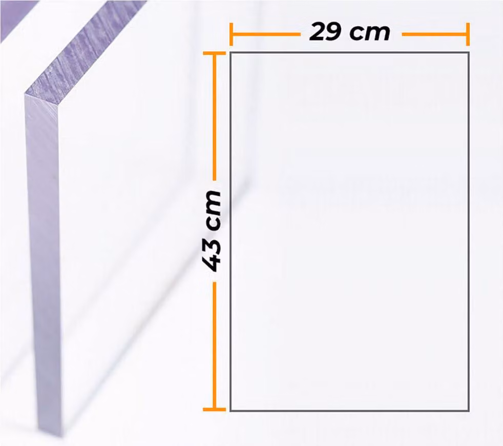 Lastra di policarbonato trasparente 4 mm - 29 x 43 cm