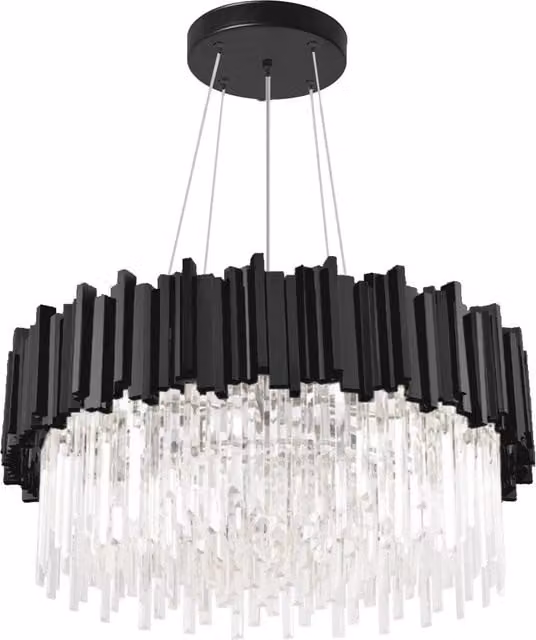 Lampada a sospensione Toolight APP1481-1C in metallo e cristallo nero per bagno in stile glamour