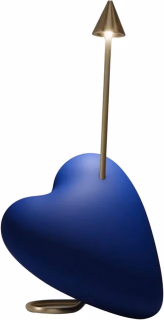 Karman Kuore Lampada da Tavolo in Resina e Alluminio Blu con LED Warm White
