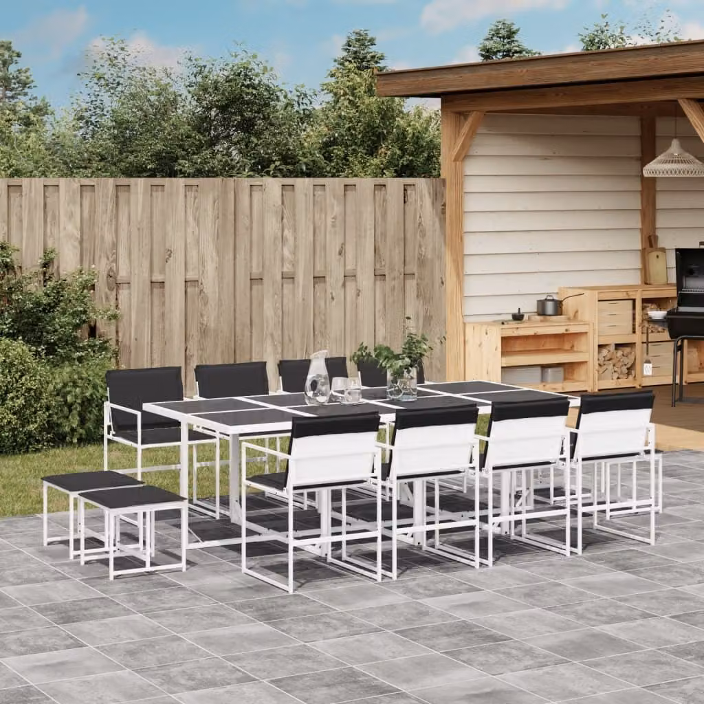 Maison Exclusive - Set da pranzo da giardino da 13 pezzi con cuscini in Textilene bianco