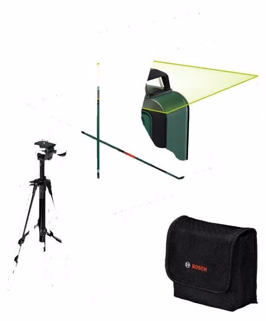 Livella laser Bosch PLL 360-1 G, linea a 360°, diodo laser verde, treppiede TT120 incluso, USB-C, ± 0,4 mm/m
