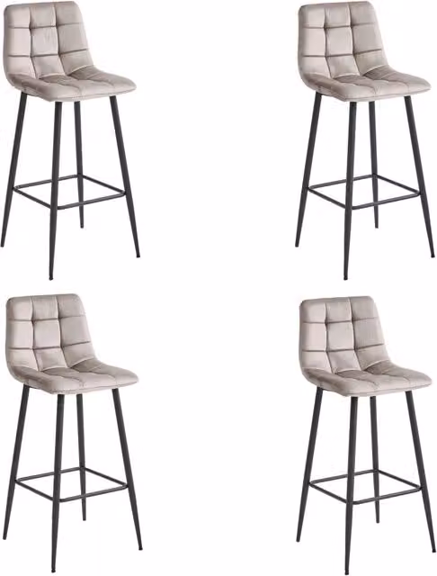 Sgabello da bar VALORA TEOTO - Velluto beige scuro con gambe nere x 4