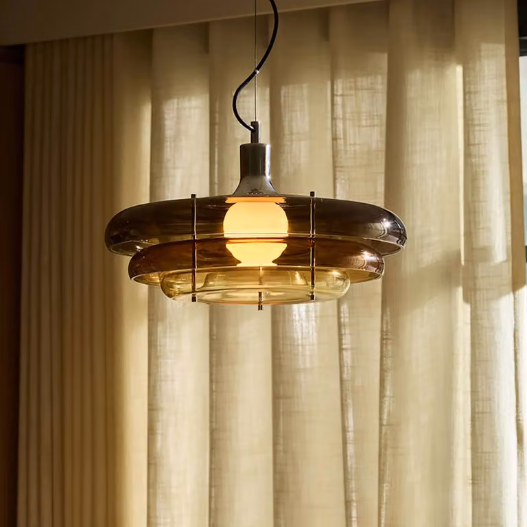 MARKET SET Lampada a sospensione Sunset, dimmerabile, Marrone / Ruggine, Soggiorno / Sala da pranzo, Vetro, Design, Lampada a sospensione