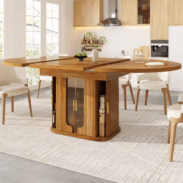 Tavolo allungabile 118-158x118x77 cm con cassetti in MDF noce