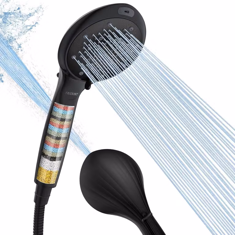 Doccia con soffione da 2 metri, 8 tipi di getto, tubo flessibile, filtro anticalcare, per bagno