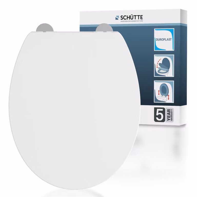 Sedile per WC SCHÜTTE Duroplast BIANCO, PREMIUM, con meccanismo di chiusura ammortizzata e chiusura rapida