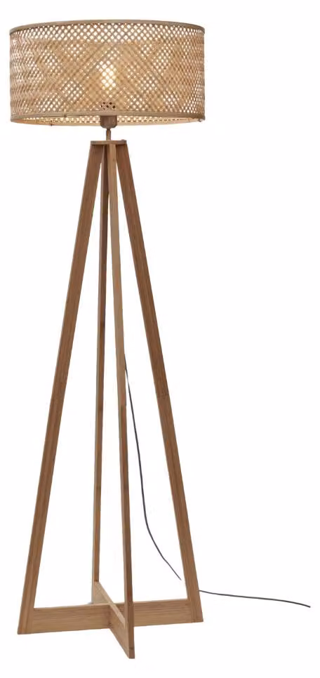 GOOD&MOJO - Lampada da terra Java - Bambù nero - 50x50x145cm per soggiorno, camera da letto