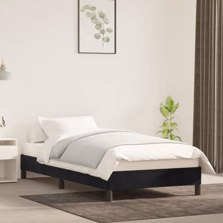 The Living Store struttura letto nera 90x200 cm in velluto