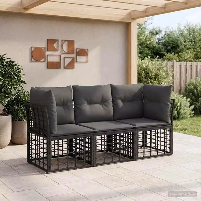 Set di divani da esterno Nero Poliestere 3437405