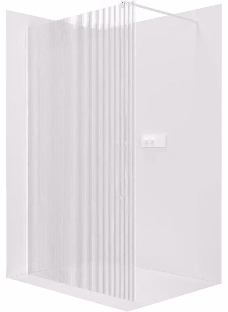 Pannello doccia angolare Walk-in Onyx Round, destro/sinistro - 8 mm - montante rotondo - bianco opaco, vetro smerigliato - 150x200 cm