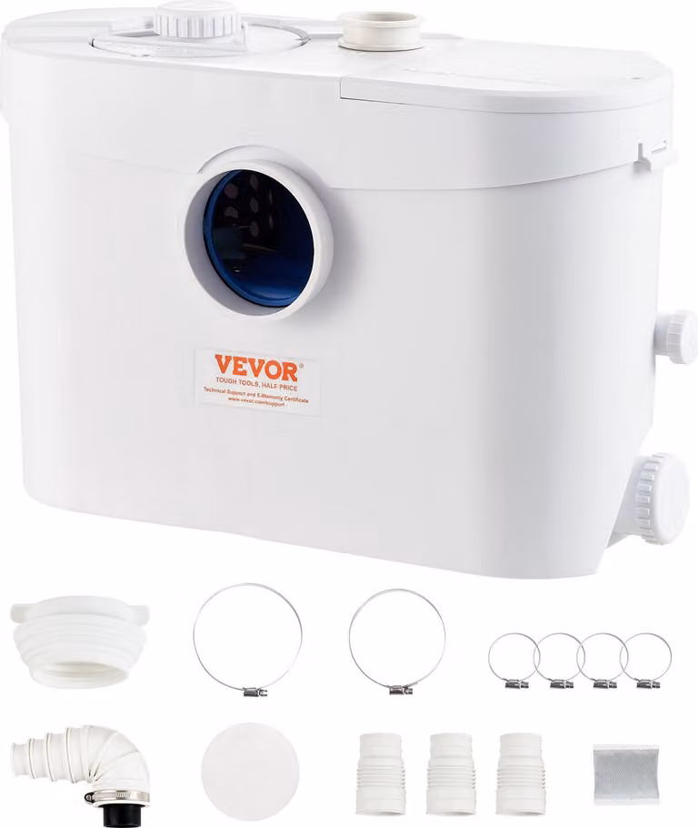 Unità di sollevamento, 700W, portata 9600l/h, prevalenza 10M, pompa per acque reflue con maceratore Con 3 ingressi per l'acqua 99 % Efficace antimicrobico Per WC, cantina, cucina, lavabo, vasca da bagno, smaltimento acque reflue, lavastoviglie