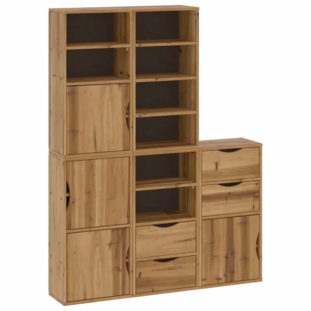 Set di 5 armadietti a muro vidaXL in legno di pino massello marrone rustico con ante a battente e ripiani interni L/P/H: 40 x 24 x 79 cm – 2