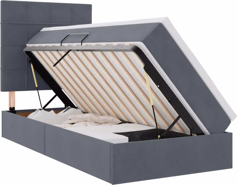 Letto con contenitore LED e materasso Grigio Scuro 90 x 200 cm