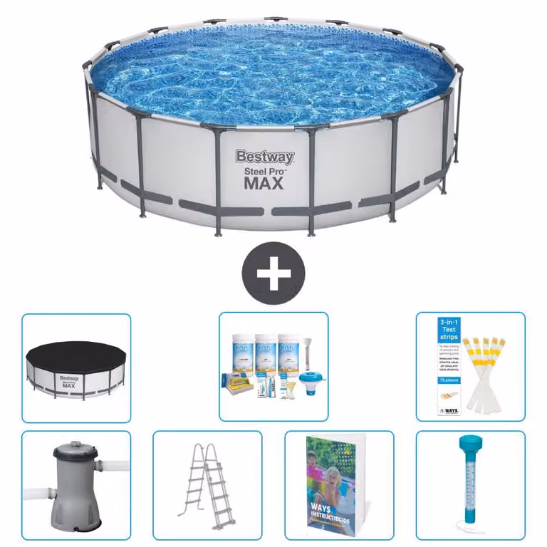Piscina gonfiabile Bestway Steel Pro MAX, rotonda, 488x122 cm, composta da 6 parti, modello S574