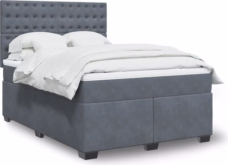 Maison Exclusive - Giroletto a Molle con Materasso Grigio Scuro 140x190 cm Velluto