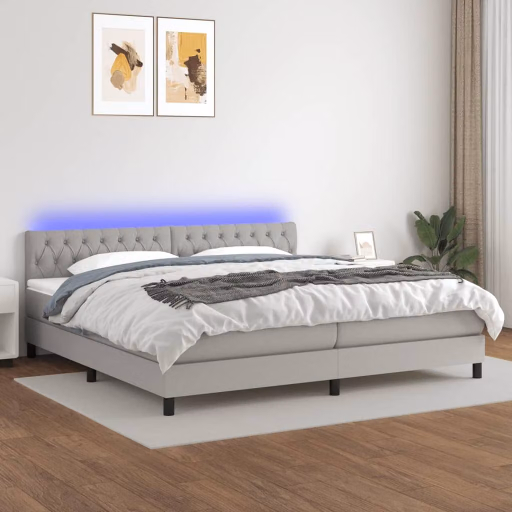 Maison Exclusive - Letto a Molle Materasso e LED Grigio Chiaro 200x200 cm Tessuto