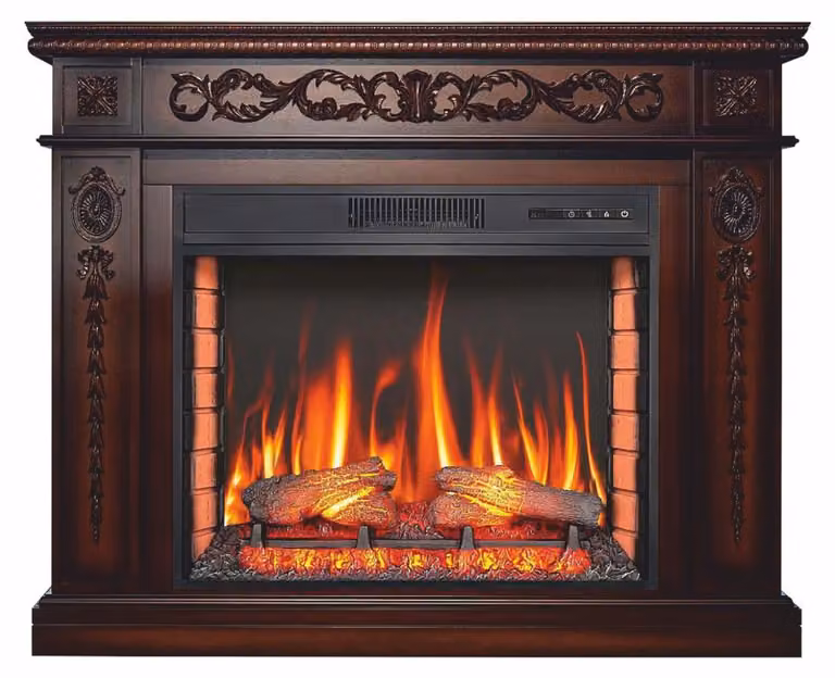 Casa Padrino Caminetto elettrico a LED barocco marrone scuro 113 x 31 x h. 92,2 cm - Mobili barocchi