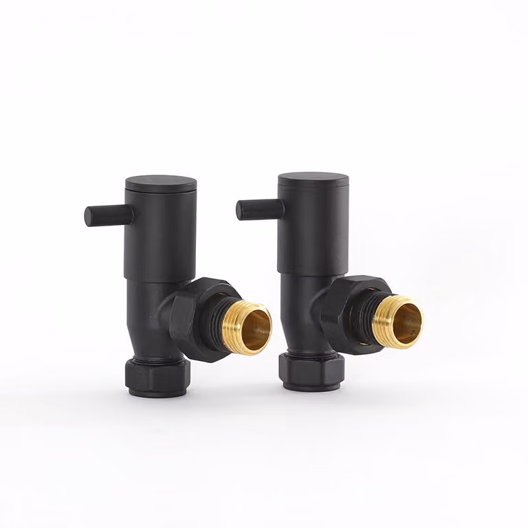 Coppia di Valvole a Squadra Manuali Nere - Stile Minimalista - Hudson Reed