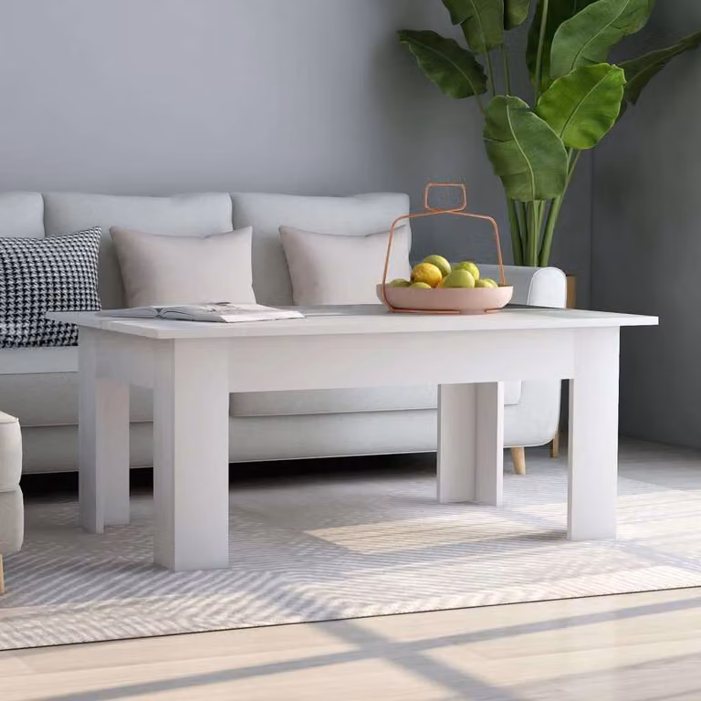 vidaXL Tavolino da Salotto Moderno Bianco in Legno e MDF L: 100 cm, P: 60 cm, H: 42 cm