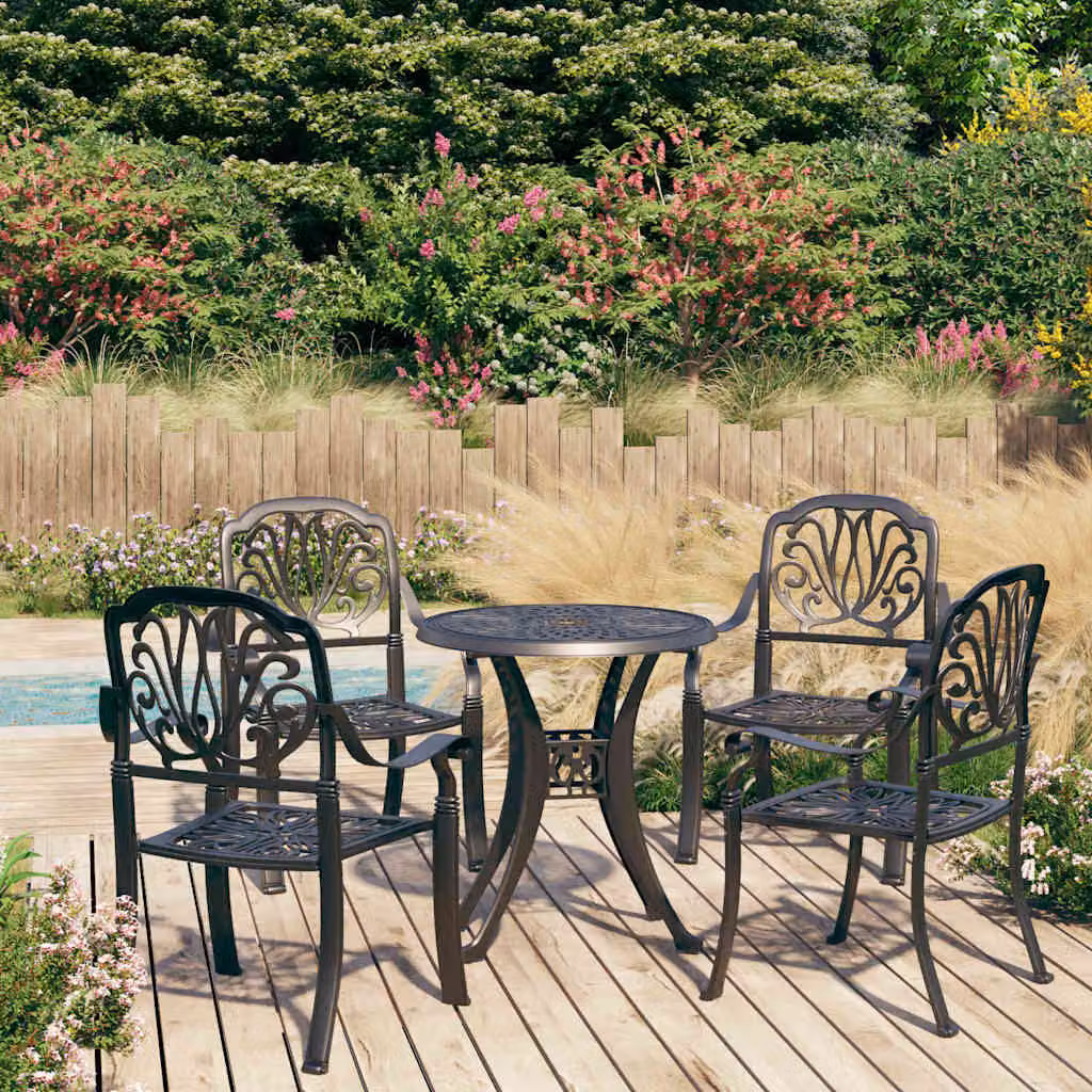 Set da Bistrot vidaXL in Alluminio Pressofuso Nero per Giardino, 5 Pezzi