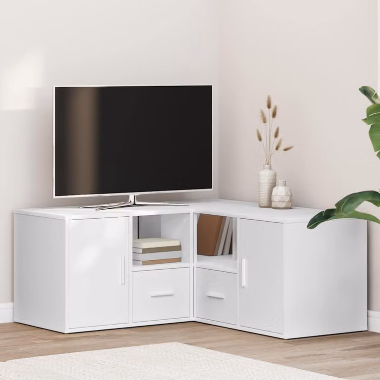 Mobile Angolare Bianco vidaXL in MDF per Soggiorno o Ufficio L: 160 cm, P: 40 cm, H: 45 cm