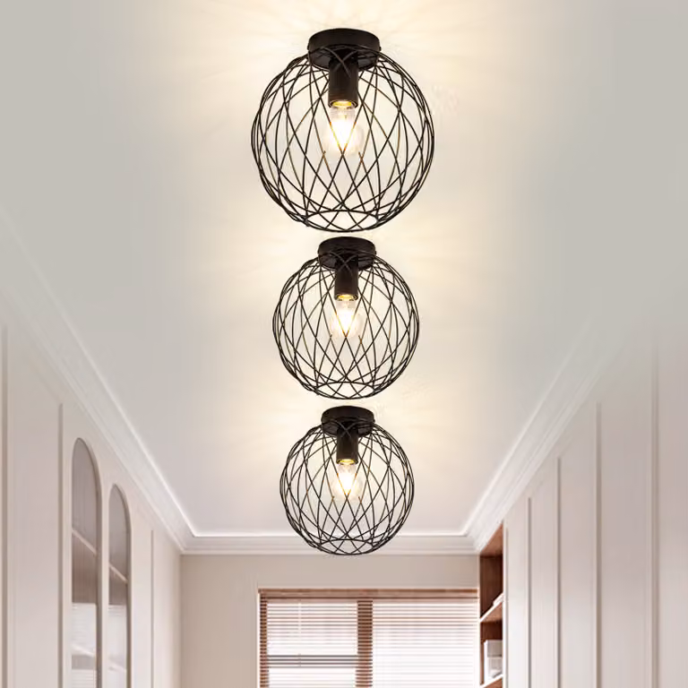 ZMH Faretto da soffitto Nero Lampada da corridoio Lampada da soggiorno retrò 1 Fiamma Plafoniera Piccola Plafoniera Industriale con Presa E27 Max.40W Lampada da Cucina Metallo per Soggiorno Sala da Pranzo Camera da Letto Cucina Ø 25cm