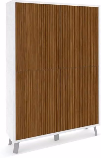 Mobile Soggiorno Madia Alta 4 Ante 108x41x161 cm Ossido Bianco e Rovere Dogato