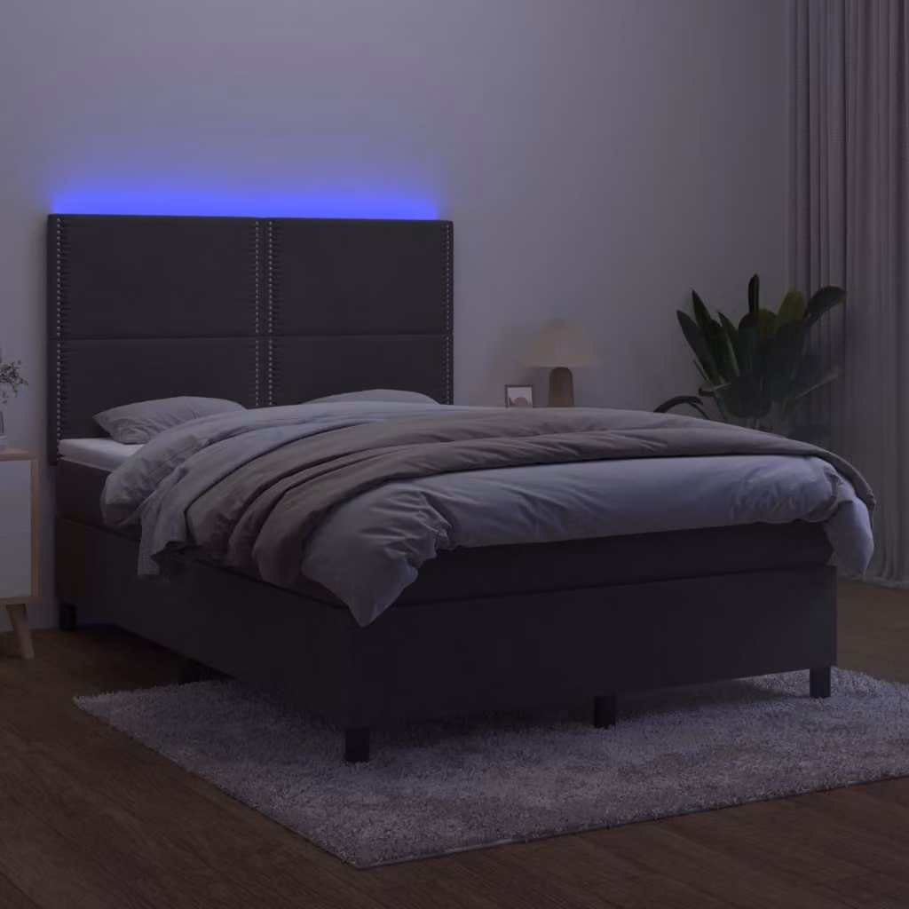 Maison Exclusive - Letto a Molle con Materasso e LED Grigio Scuro 140x190 cm