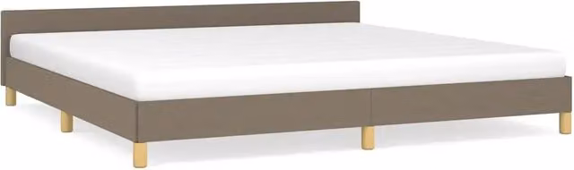 Letto matrimoniale DESIGN IN in tessuto color tortora con doghe in legno L/P: 200 x 200 cm