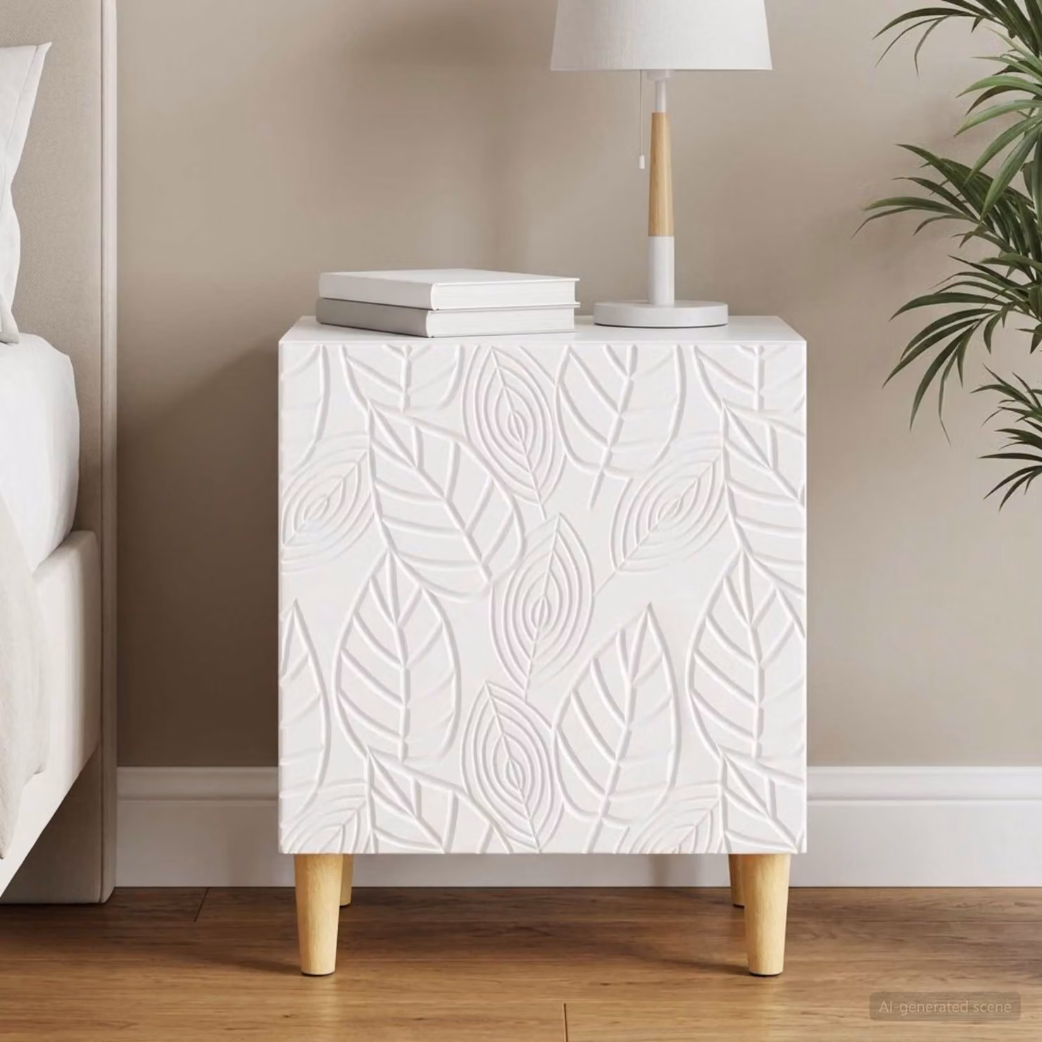 Comodino bianco lucido vidaXL in legno ingegnerizzato L: 43 cm, P: 34,5 cm, H: 50 cm