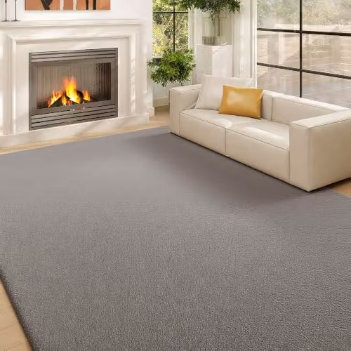 HOMCOM Tappeto Soggiorno 200 x 140 cm Tappeto a pelo lungo antiscivolo, grigio chiaro
