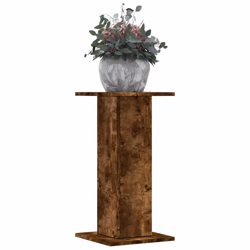Set di 2 supporti per piante vidaXL in truciolato color rovere fumo, L/P/H: 30 x 30 x 60 cm
