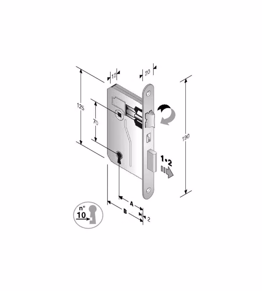 Serratura Patent Mm 8X70 E25 Bt Bronzata        Gb