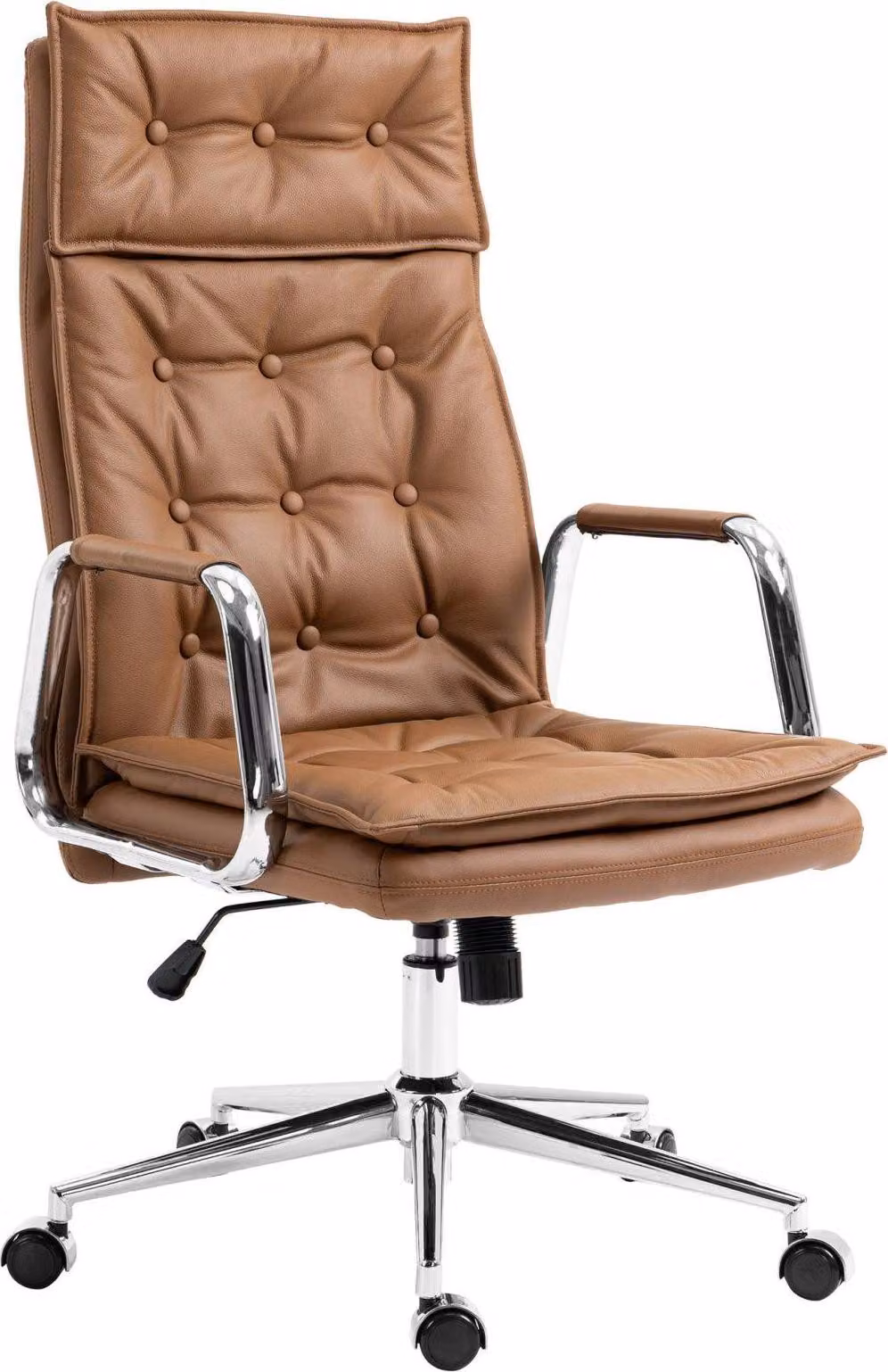 Sedia da ufficio ergonomica in pelle - Sedia da ufficio - Regolabile e senza manutenzione - Colore amico: marrone chiaro