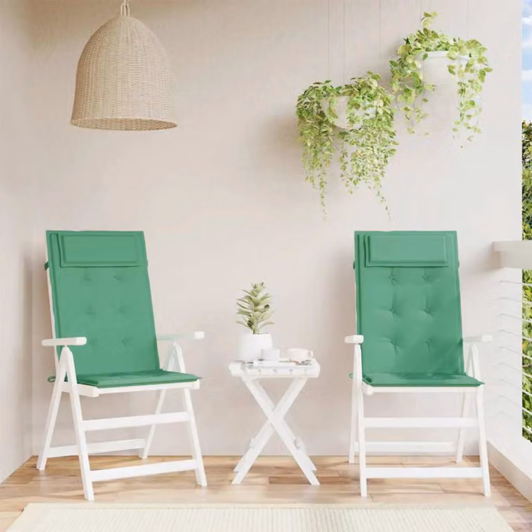 Set di 2 cuscini per sedia con schienale alto vidaXL in tessuto Oxford verde, impermeabili e traspiranti