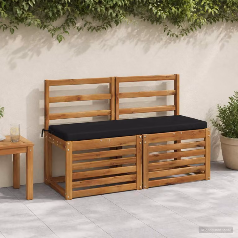 Set di 2 cuscini per panchina vidaXL in poliestere nero con imbottitura in schiuma e coperture lavabili