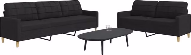Set di 2 divani vidaXL moderni in tessuto nero con struttura in metallo per il tuo soggiorno – 2