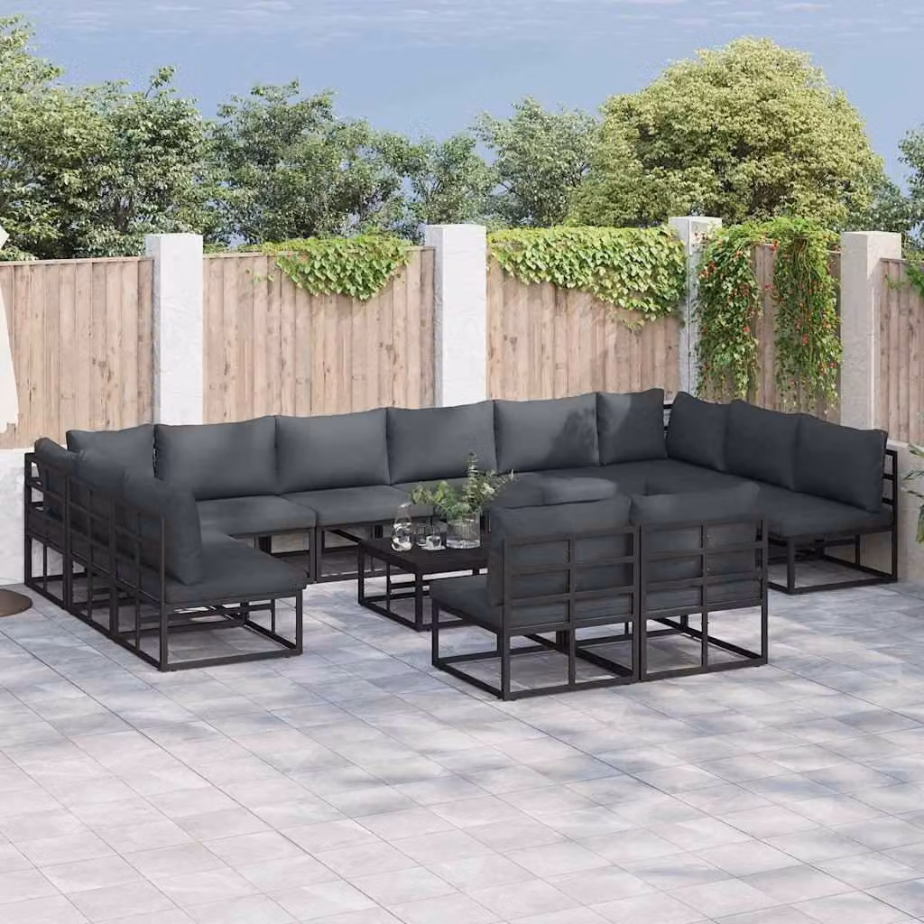 Maison Exclusive - Set da giardino composto da 13 pezzi, colore nero, in alluminio