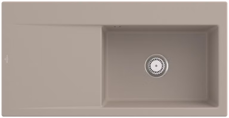 Lavello da cucina rettangolare Villeroy&Boch, lavello da cucina Subway Style 60 Almond marrone/beige, 100x51cm, larghezza base 60 cm