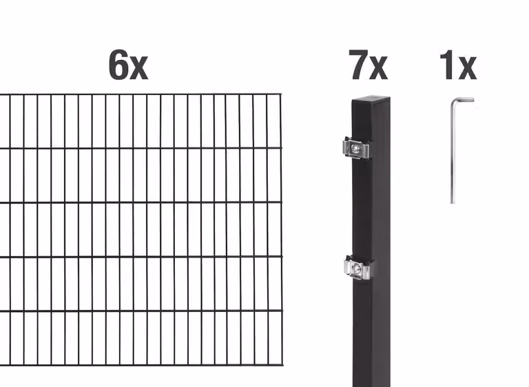 Recinzione a doppia barra Alberts 627881, set completo da 14 elementi, nero opaco, altezza 120 cm, lunghezza 12 m