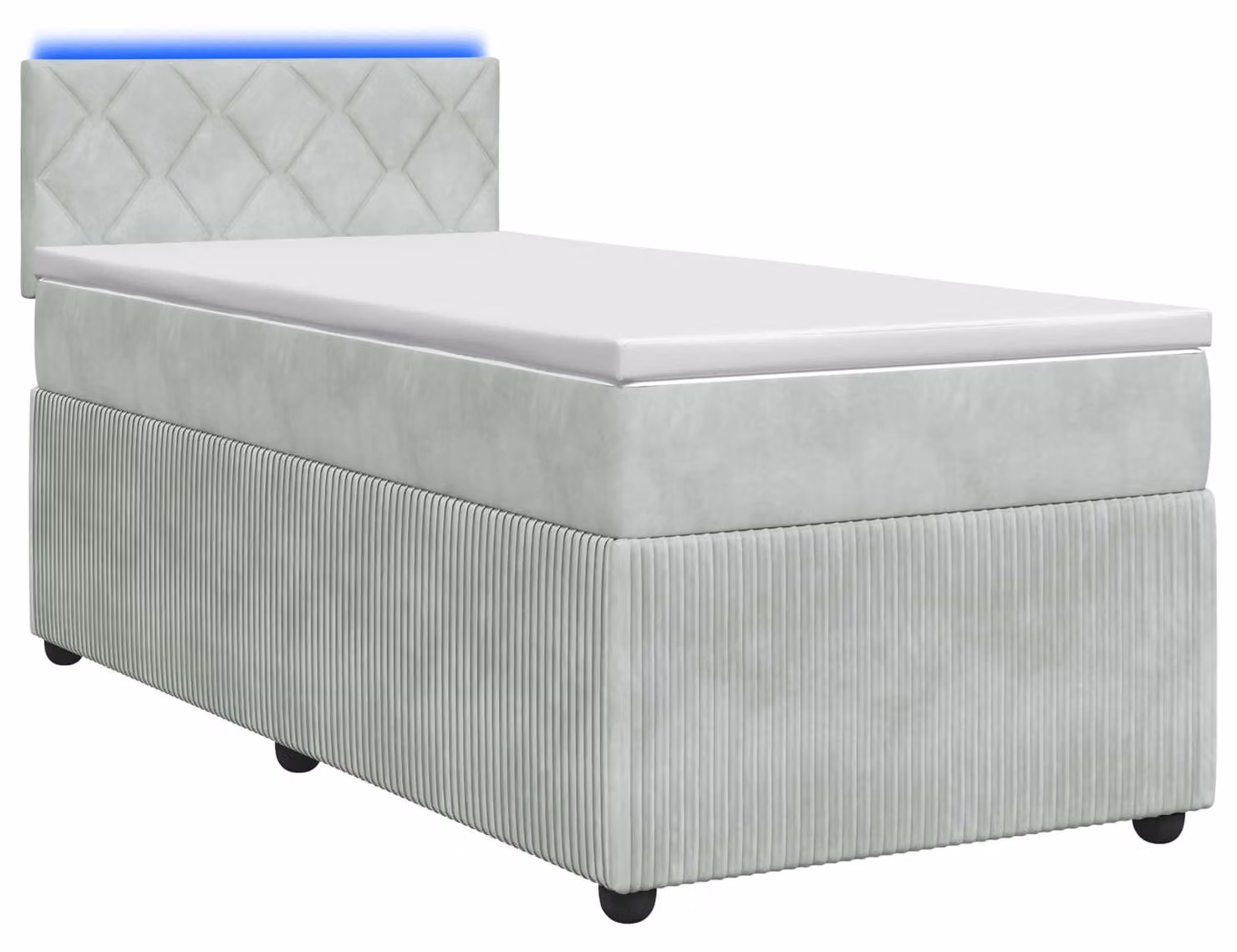Letto a molle con materasso grigio chiaro 90 x 190 cm in velluto