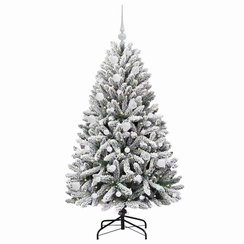 Albero di Natale artificiale da tavolo vidaXL con 150 LED bianco caldo, colore verde e bianco, Altezza: 150 cm – 2