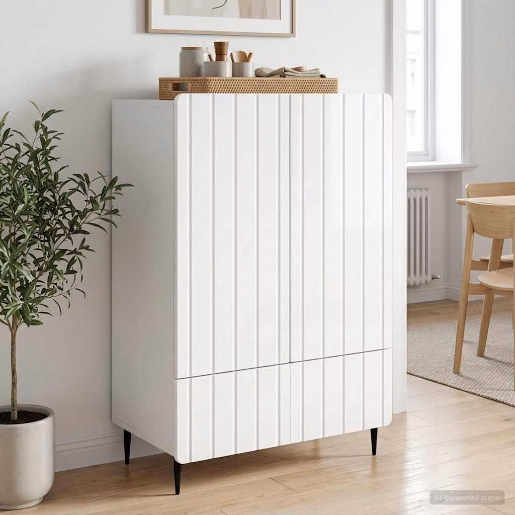 Credenza vidaXL Bianco Lucido in MDF e Metallo L 66 cm x P 34,5 cm x H 97 cm