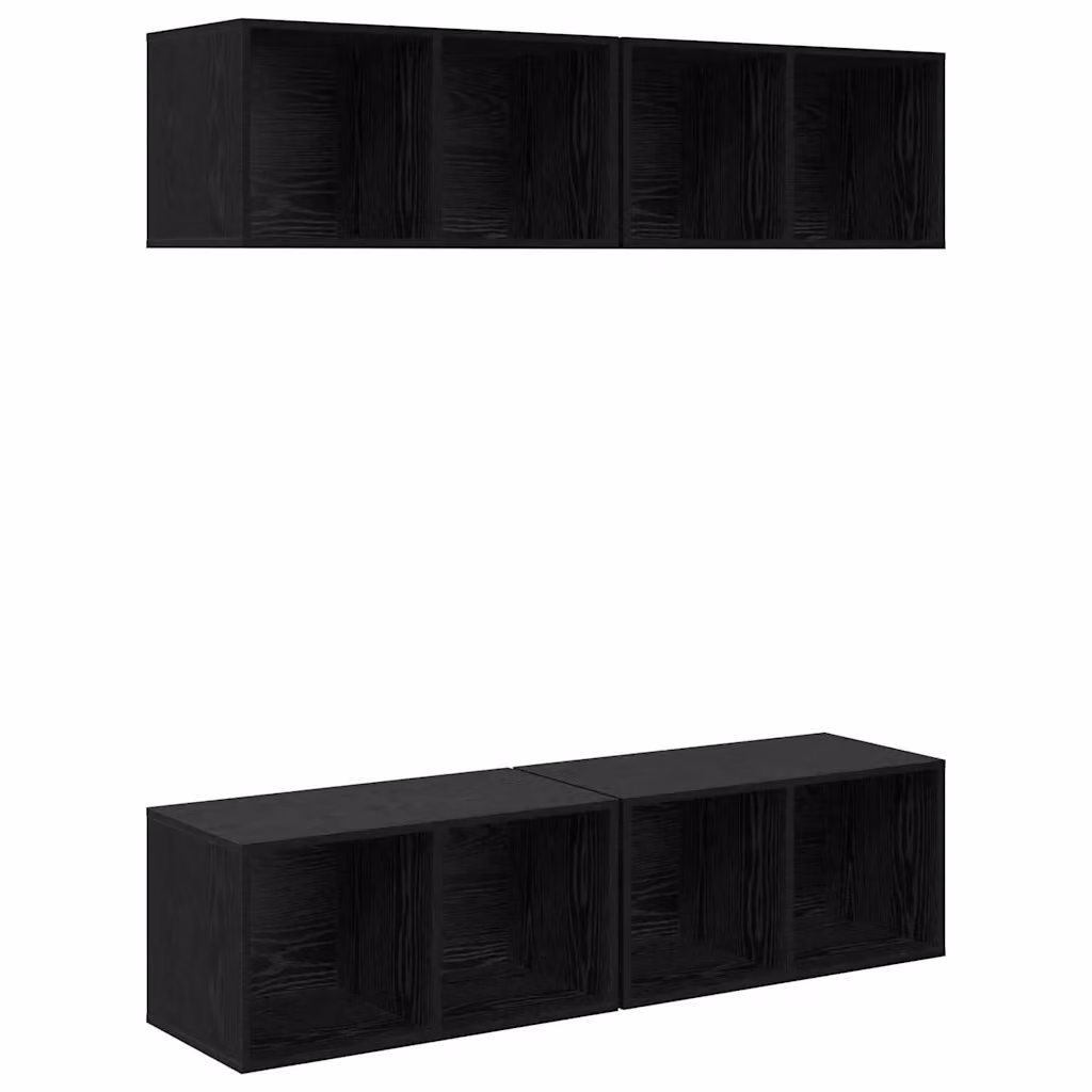 Set mobile TV moderno vidaXL in 4 pezzi, Rovere e Nero, L/P/H: 37 x 37 x 72 cm – 2