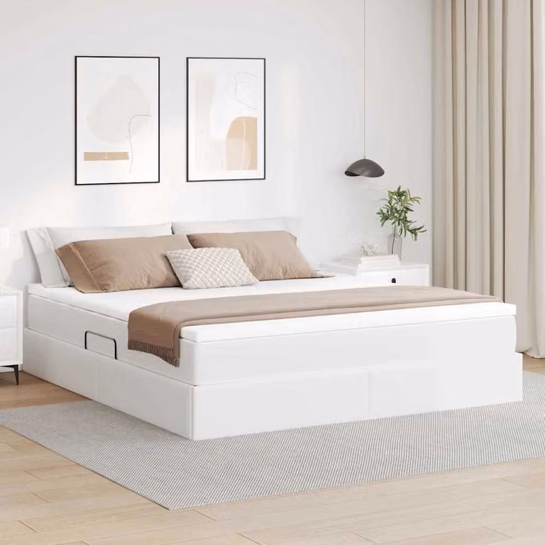 Letto con contenitore e materasso ibrido vidaXL Bianco L: 180 cm, P: 200 cm, H: 204 cm