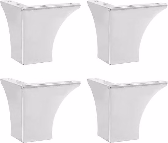 Set di piedini per mobili RVS - Set da 4 pezzi - 10 cm - Per carichi pesanti - Argento - Viti incluse - Per panche, letti e tavoli - Portata 600 kg
