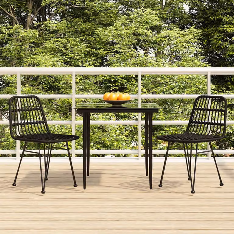 Maison Exclusive - Set da pranzo da giardino a 3 pezzi in rattan sintetico nero