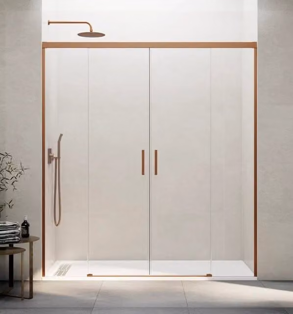 Box doccia rettangolare BASI BASIC 2 con 2 elementi fissi e 2 scorrevoli, vetro trasparente color bronzo, L: 210 cm
