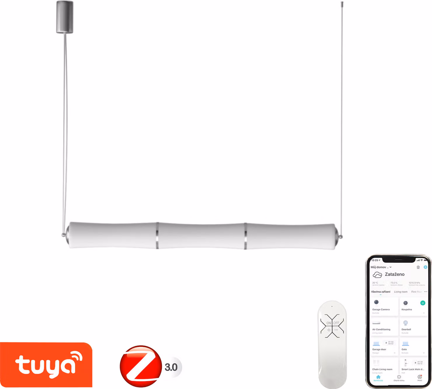 Immax NEO BAMBOOS Apparecchio a sospensione intelligente 135cm 45W bianco Zigbee 3.0 lineare