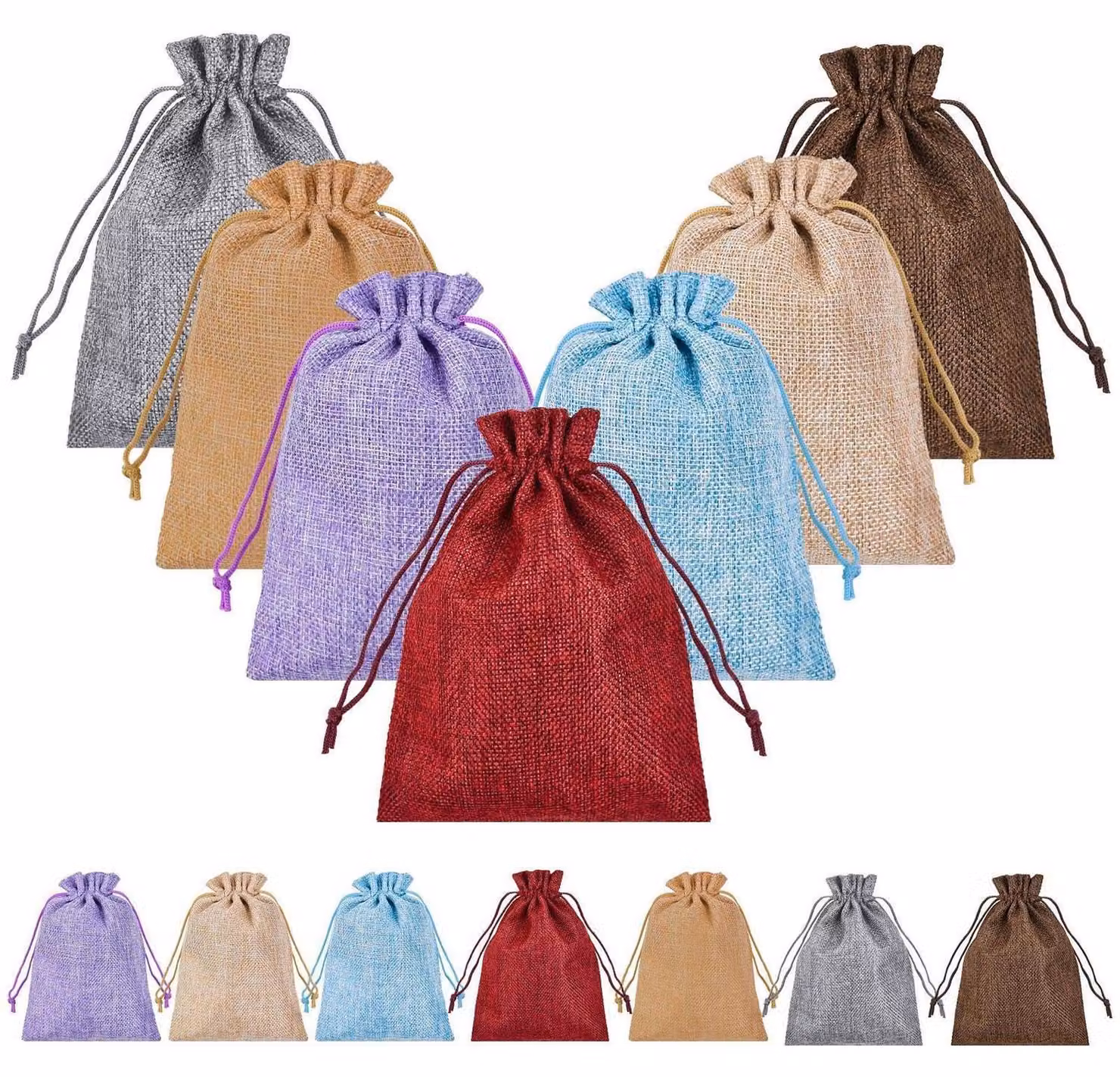 Calendario dell'Avvento con sacchetti in juta, 35 pezzi, dimensioni 13x18 cm, con cordoncino, colorati, per Natale